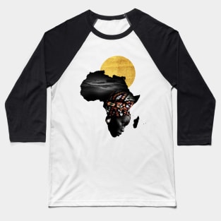 Africa Map Afrocentric Black Woman Portrait Baseball T-Shirt